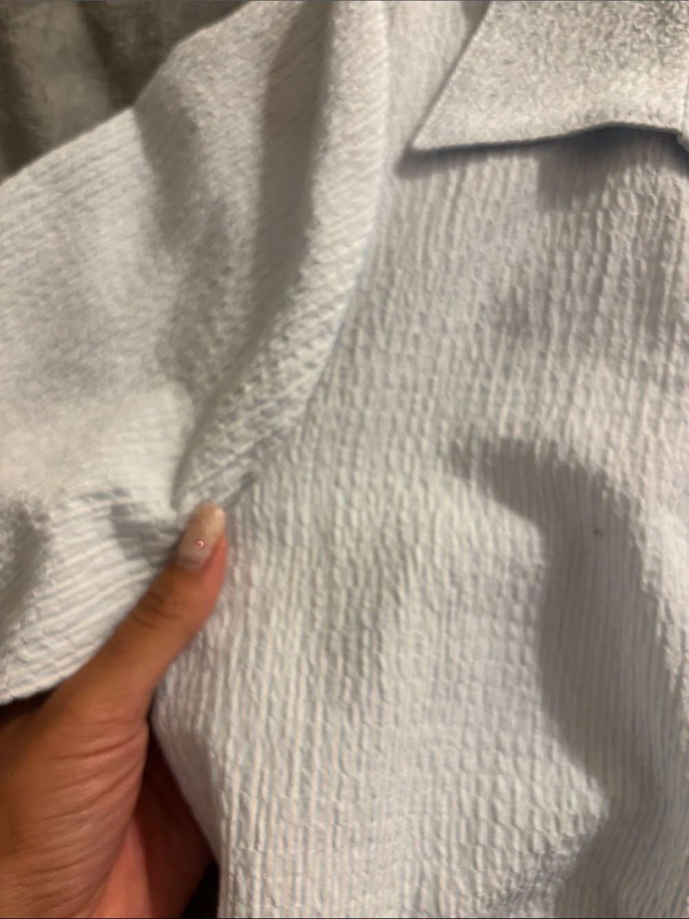 Light Blue Textured Twist-Front Blouse - Picture 4 of 5